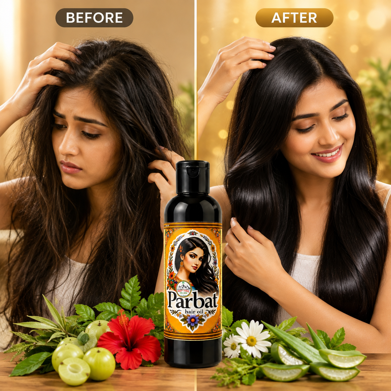 Parbat Hair Oil 52 Herbs Usage Guide Banner